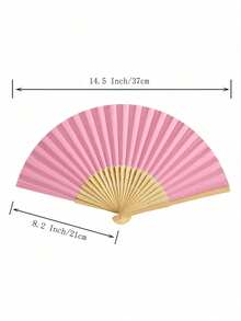 1/5/10/20pcs Retro Handheld Folding Paper Fans, Portable Bamboo Fans, Perfect Summer Accessory To Keep Cool And Fashionable, Suitable For Parties And Events - Pink - View 5