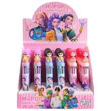 Mattel 1支（颜色随机）新款K-Pop Demon1 Hunter女团10色圆珠笔，采用立体软橡胶设计，按压式中号墨水，创意手账笔