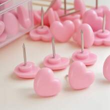 50/100枚可爱粉色心形图钉，心形图钉，DIY装饰配件，情人节礼物包装用品，节日设计工艺配件 - 彩色 - 查看 1