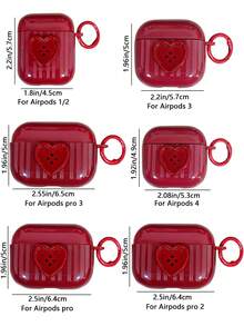 1个红色爱心按钮设计无线蓝牙耳机保护套，兼容苹果1/2/3/4、Pro/Pro2/Pro3 - 彩色 - 查看 4