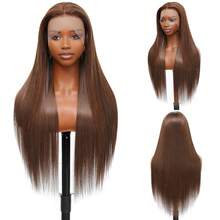 4x1 Inch Lace Front Wig, Elegant Curly Wavy Lace Wig, High Temperature Fiber Material, No Glue Needed, Synthetic Lace Front Wig - Brown - View 4