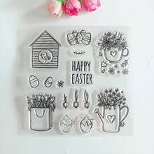 1pc Easter Clear Stamps - Bunny/Egg Pattern For DIY Scrapbooking Card Making - Clear - View 10