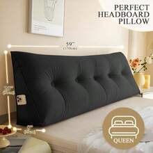 Superior Bronz Headboard Pillow Queen Large Triangular Wedge Headboard Pillow For Reading And Resting Backrest Positioning Support Pillow With Removable Cover Black - Black - View 3