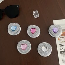 Rhinestone & Crystal Heart Shaped Minimalist Magsafe Magnetic Phone Holder, Extendable & Foldable, Strong Suction Cup, For Women - Multicolor - View 3