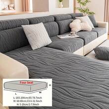 1pc Waterproof Large Wave Sofa Slipcover, High-End Anti-Slip Living Room Couch Cover, Machine/Hand Washable, Pet-Friendly, Suitable For All Seasons, Home, Kitchen, Bedroom, Office Use - Dark Grey - View 7