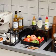 Self-Service Food Riser Set, Acrylic Display Rack, Hollow Bottom Design, Ideal For Buffet Tables, Dessert Displays, Jewelry Shows - Black - View 7