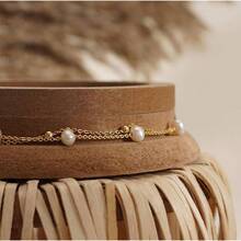 14K Gold Plated Pearl Bracelets Women, Dainty Bracelets Stack  Pearls Beaded Link Chain Charm Bracelets Set Layered Non Tarnish Tiny Cute Jewelry Women - 樣式-1 - 查看 8