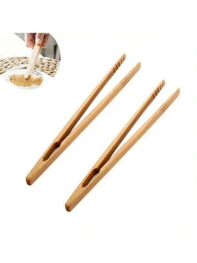 1pc/2pcs/3pcs/4pcs Multipurpose Bamboo Food Tongs, Wooden Kitchen Clips, Ice Tongs, Fruit Tongs, Service Tongs, BBQ Tongs, Salad Tray, Buffet Tongs, Versatile Wooden Food Clips, Suitable For Party, Wedding, Buffet, Kitchen Tools, Kitchen Supplies