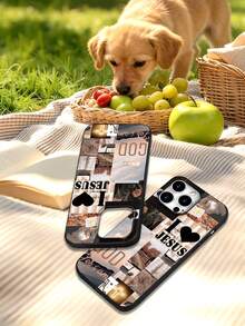 Jesus Phone Case Religious Christian Art All-Over Print Mixed Color Phone Case For 17 PRO MAX/17 AIR/15 ProMax/16 PROMAX/Galaxy S22/S23/S24/S23 Plus/S24 Ultra/S25/A15/A33/A23, Halloween Design, 2D Flat Style, Vintage Collage, Floral Fashion, Cool Cute Aesthetic, UV Printing, Trendsetter For Fashion Enthusiasts - 混合色1 - 查看 3