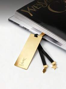 Yves Saint Laurent Metal Bookmarks With Golden Texture And Star/Heart Shaped Pendants, Fashionable Reading Essential - Gold - View 2