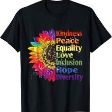 Kindness Peace Equality Inclusion Hu Rights Suower T-Shirt - 綠色 - 查看 1