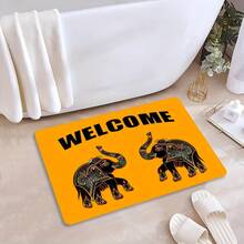 1pc 2D Flat Flannel Premium Flannel + 0.43inch Thick + Non-Slip Backing Welcome Mat With Lucky Elephant Playing Pattern, Anti-Slip Mat, Ultra-Comfortable Flannel Mat For Indoor And Outdoor Doorways, Living Room, Bedroom, Laundry Room, Available In Various Sizes, Machine Washable And Fade-Resistant, Suitable For Multiple Scenarios.Home Decor Accessory To Make Your Space More Interesting! - Multicolor - View 3