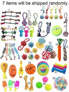 5/7/16/25 Peças Conjunto de Brinquedos para Mastigar de Gato e Cachorro, Corda, Borracha, Brinquedos Interativos de Quebra-cabeça para Filhote, Teddy, Entrega Aleatória - Multicolorido - Visão 9