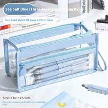 Large Capacity Solid Color Pencil Case, Multi-Layer Pencil Box, Solid Color Pencil Box, School Supplies, Back To School Season,Stationery,Bag - One Size - View 9