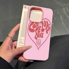 Estuche para teléfono con diseño de corazón de amor Compatible con estuches para teléfonos   17  17 Pro  16 Pro Max  15 Pro Max  14 y  13 Hecho de material TPU duradero, resistente a caídas y elegante Un regalo perfecto para familiares, amigos y seres queridos y un excelente regalo para cumpleaños, San Valentín y Año Nuevo. - Rosa - Ver 1