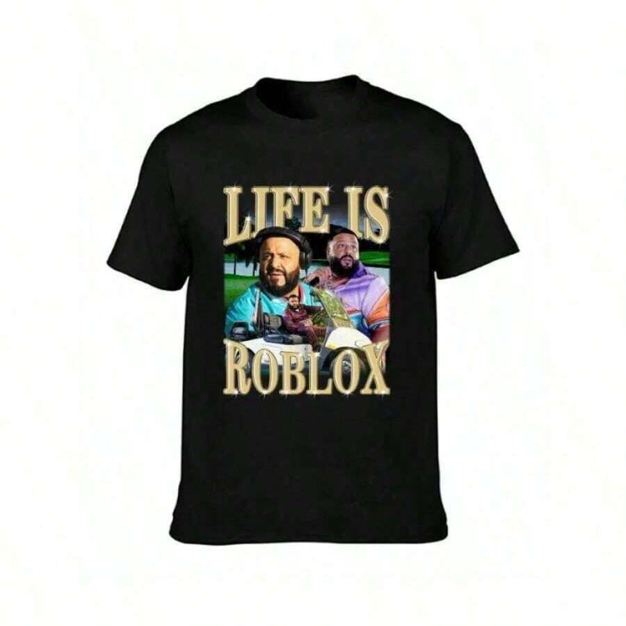 DJ Khaleds Shirt Life Is Robloxs T-Shirt 90s Vintage Graphic Kimmariedesigns Shirt - 黑色 - 查看 1