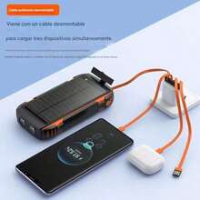 Portable Power Bank for Camping, Travel, Office Emergencies - High Capacity, Fast Charge, 4 Cables, Laser Light - Naranja - Ver 3