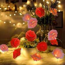 1pc Romantic Rose Flower LED String Lights, 3 Colors, Create Romantic Atmosphere, Suitable For Valentine's Day, Date Night And Bedroom Decor, Romantic Home Room Decoration Fairy Lights - Warm Color - View 24