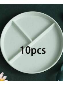 10个/5个/1个套装圆形分隔盘微波炉食品盘水果沙拉托盘厨房，节日，婚礼，生日派对餐具；家庭聚会自助餐盘，派对用品 - 彩色 - 查看 22