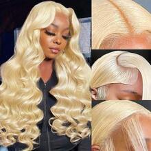 34 Inch Body Wave Human Blended Hair Wig With 13x4 HD Lace. Made From 200% Density Brazilian Virgin Hair In Natural Black. Pre-Plucked Hairline & Glueless Design Offer A Flawless, Quick-To-Wear Look With Voluminous, Soft Curls. - S613 - View 9