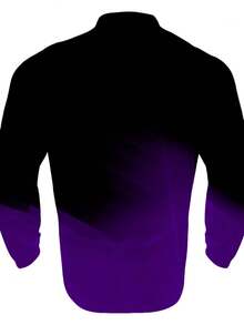 Autumn/Winter New Men's Casual Stand-Up Collar Suit, With "King" Text Logo, Gradient Style Men's Stand-Up Collar Zipper Casual Sport Suit, With Purple, Green, Dark Gray, Light Gray And Other Color Matching, Each Set Includes A Stand-Up Collar Half Zipper Top And A Draw Casual Long Pants, The Overall Use Of Gradient Color Design Sports, Street Style Suit, Men's Clothing, Men's Suit.  Striped    Spring/Fall    Regular Fit    Pocket  Zipper    Going Out  Daily - 紫色 - 查看 4