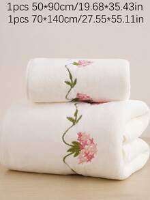 3/2/1件珊瑚绒刺绣玫瑰毛巾套装，浴室毛巾/浴巾，田园浪漫风格花卉图案，吸水性强，柔软蕾丝洗脸巾或浴巾，温馨家居浴室装饰，送给爱人的礼物，适用于浴室、酒店、健身房、旅行、礼品、沙龙、运动、户外、海滩、学校、返校季、旅行配件、家居必备、毛巾、护肤 - 白色 - 查看 14