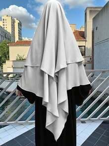 1pc Luxury Double-Layer Madina Front Tie Design Hijab Khimar, Fashion Hijab For Women, Classic & Versatile, Suitable For Daily Use - 彩色 - 查看 11
