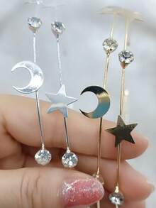 Girls' Cute Alloy Starry Sky Hair Hoop, Bangs Hair Clip, Multi-Layer Metal Star & Moon Headband, Minimalist & Versatile - Multicolor - View 8