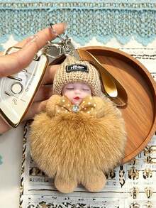 鲜艳的色彩，奢华柔软的毛绒，可爱的睡觉毛绒娃娃钥匙扣吊坠，是背包或汽车钥匙汽车配件包饰背包学校的理想礼物