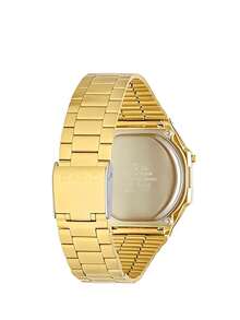 Casio A168WG-9W 男女通用时尚电子表 - 复古金色金属表带，带夜光计时功能 - 单只装。金色表盘，小方表盘，秒表闹钟定时器，经典表带设计，自动日历。适合日常佩戴。展现个性街头风格。可作为礼物送给她，例如生日礼物、周年纪念礼物、新年礼物、圣诞礼物。