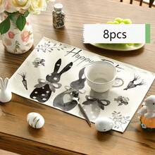 1/2/4/6/8/300 Pcs Luxury Placemat Set, Featuring Modern Minimalist Easter Bunny Pattern Design. Size: 12*18 Inches/30*45 Cm, Multiple Patterns Available, Suitable For Easter Dining And Home Decor. - Multicolor - View 16