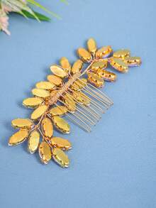 1pc Elegant Crystal Women's Hair Comb, Rhinestone Bridal Hair Accessory, Romantic Wedding Headpiece, Princess Party Decoration - Pink - View 8