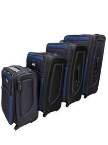 Fabric Travel Suitcase On Wheels - Black - View 3