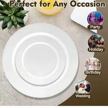 7.5-Inch Dessert Plate And 10.25-Inch Dinner Plate Set, Pure White Ceramic Dinnerware. Whether For Salad, Grilled Dishes, Appetizers Or Desserts, These Elegant Pure White Plates Can Meet All Your Needs. - White - View 3
