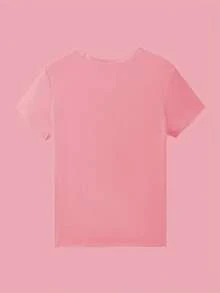 LIDANR 1PC Plus Size, Plus Size Women&Apos;S Casual Short Sleeve T-Shirt - Elegant Watercolor Magnolia Floral Print, Round Neck Top, Machine Washable & Breathable For Casual Attire, Allseason Apparel, Semitransparent Material Valentine's Day Shirts - 玫紅色 - 查看 2