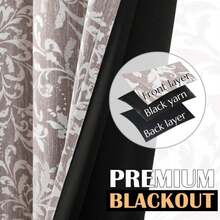 Jinchan Blackout Curtains For Bedroom, Taupe Grey Scroll Floral Patterned Curtains 108 Inch Length For Living Room, Vintage Art Deco Drapes, Thermal Insulated Window Curtains Grommet 2 Panels - ColorC - 查看 4
