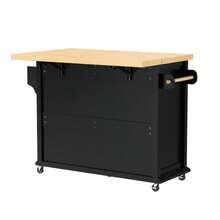 Ilha de cozinha móvel com rodízios e mesa de jantar extensível, carrinho de cozinha com gavetas multifuncionais, ideal para cozinha e sala de jantar (preto) - Preto - Ver 7