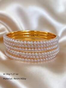 6件套精美仿珍珠手链，波西米亚风格手镯，适合女性日常佩戴、婚礼、派对等场合的珠宝配饰 - 65mm - 查看 7