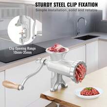 Manual Meat Grinder, Heavy Duty Cast Iron Hand Meat Grinder With Steel Table Clamp, Meat Mincer Sausage Maker With 1 Cutting Blade, 2 Cutting Plates, 3 Sausage Tubes For Beef Pepper Mushroom - Silver - View 3