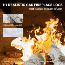 Gas Fireplace Logs Ceramic White Birch Wood Gas Logs For Indoor Insert Vented Propane Electric Gas Fireplace Linear Fire Pits Ceramic Fiber Outdoor Gas Fireplace Fire Pit 6pcs Logs Decor - As Pic - View 4