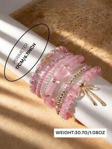 7-Piece Bohemian Vacation-Style Cross Bowknot Crystal Bead Bracelet Set, Suitable For Ladies To Wear During Vacations And Music Festivals - Multicolor 2 - View 11