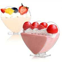 Transparent Heart-Shaped Mousse Cups, Dessert Cups, Ice Cream Cups, Pudding Cups, Jelly Cups, Tiramisu Cups, Mini Cups, Suitable For Cakes, Ice Cream, Tasting, Parties, Buffets, Weddings, Birthday Parties - Multicolor - View 9