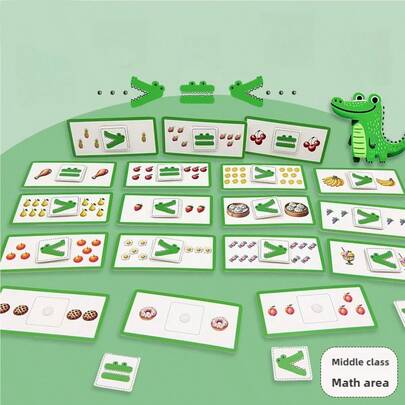 1 Set de juego de matemáticas con cocodrilo hambriento para desarrollar el pensamiento, comparación de tamaños, clasificación y entrenamiento de cálculo