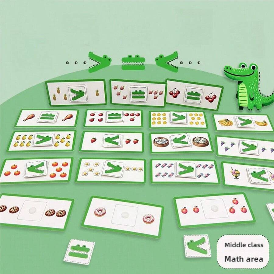 1 Conjunto Brinquedo de Papel Comparação de Tamanho de Cálculo Ordenação Treinamento de Pensamento de Desenvolvimento Jogo de Matemática Crocodilo Faminto