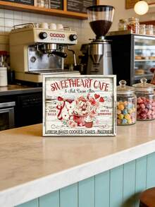 Valentine's Day Rustic Decor, Sweetheart Coffee Hot Cocoa Bar Hanging Photo Frame, Retro Bread Decorative Photo Frame, Valentine's Day Desktop Decor, Perfect For Home, Cafe And Party Decoration, Ideal Holiday Gift For Friends