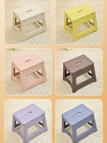 1pc Multifunctional Durable Portable Adjustable PP Stool, Non-Slip Plastic Design, Suitable For Home, Kitchen, Bathroom - Travel And Fishing - Multicolor - View 5
