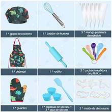 NEW Anpro - Juego Completo de Cocina y horneado para s 27 Piezas Incluye Delantales para niñas Gorro de Chef mitón y utensilio Juego de rol Profenal para s de 8 a 12 años - VerdeoscuroL - Ver 2