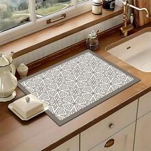 1 قطعة سجادة تجفيف الأطباق ماصة مطبوعة بنمط هندسي عربي، وسادة لعداد ماكينة إسبرسو، ديكور عيد إسلامي، سجادة لبالوعة الحمام، وسادة ناعمة لحنفية الماء، حامل أكواب البالوعة، ديكور المنزل، اكسسوارات المطبخ والحمام - متعدد الألوان - مشاهدة 6