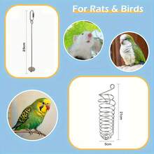 2件套鹦鹉悬挂式喂食器套装，不锈钢蔬菜篮悬挂式喂食器用品食物托盘配件 - 彩色 - 查看 2