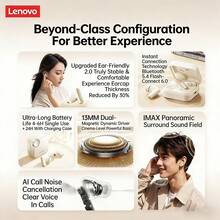 Lenovo EA266 真無線降噪耳機 混合主動降噪 一鍵觸控切換模式 持久續航雙耳使用 高清通話 適用於辦公運動遊戲 月岩白 - 月岩白 - 查看 3
